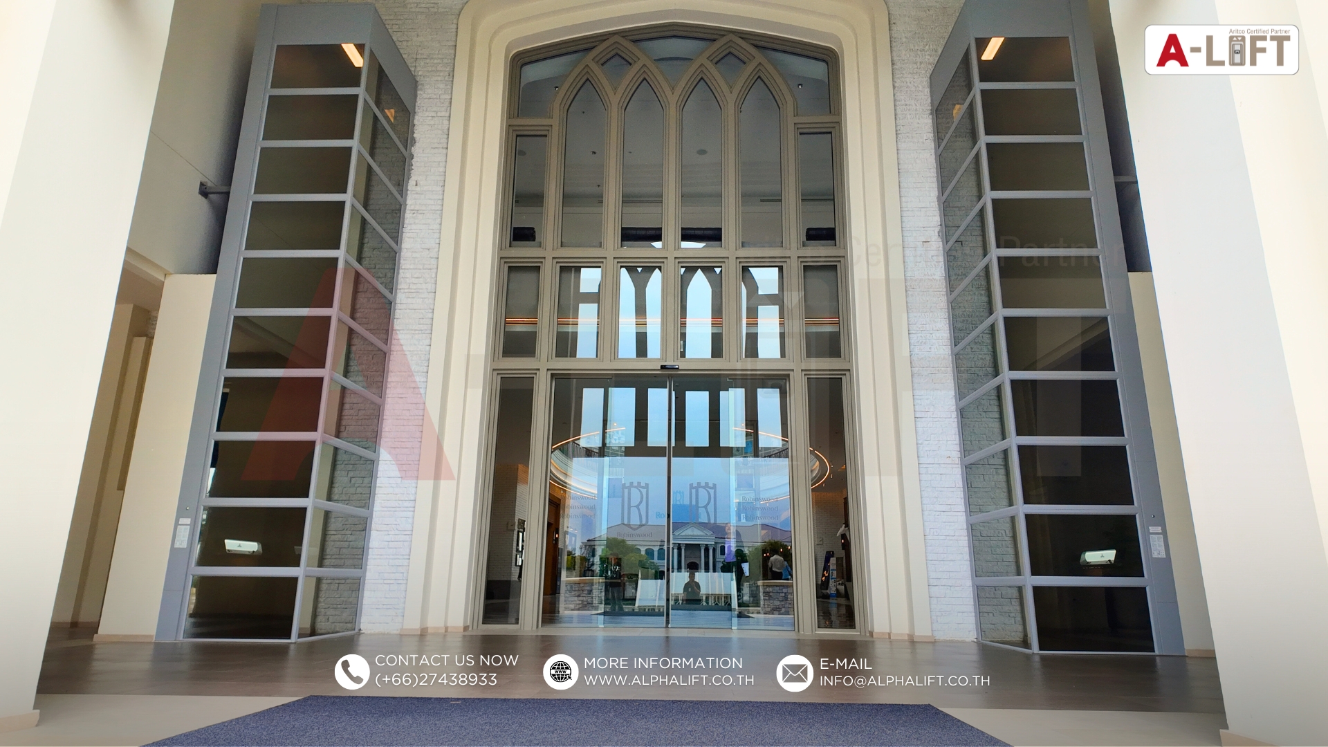 ลิฟต์โดยสารสาธารณะ Aritco PublicLift Access ที่ติดตั้งในอาคารคลับเฮาส์ Robinswood Golf Club ลำลูกกา ปทุมธานี