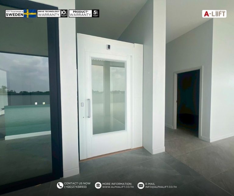 ลิฟต์บ้าน Aritco HomeLift Access ติดตั้งในอาคารสำนักงาน 3 ชั้น จังหวัดระยอง ดีไซน์และสีสันกลมกลืนกับงานออกแบบสถาปัตยกรรมเดิม