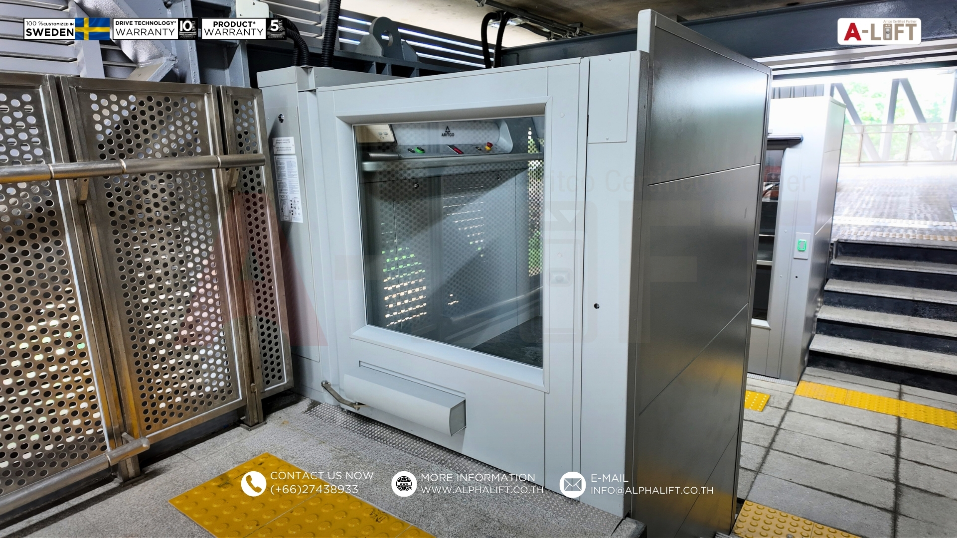 ลิฟต์สำหรับผู้ใช้รถเข็นวีลแชร์ Aritco PublicLift Access ติดตั้งภายในสถานีรถไฟฟ้า MRT กรุงเทพมหานคร รองรับผู้พิการในพื้นที่จำกัดอย่างปลอดภัย