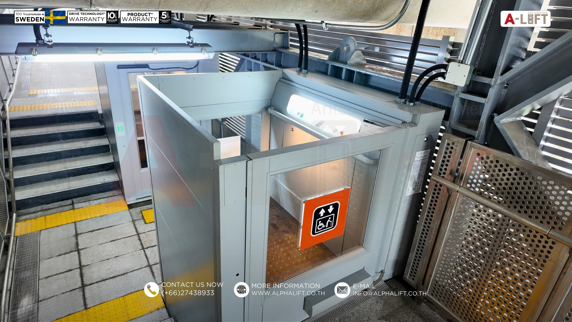 ลิฟต์สำหรับผู้ใช้รถเข็นวีลแชร์ Aritco PublicLift Access ติดตั้งภายในสถานีรถไฟฟ้า MRT กรุงเทพมหานคร รองรับการใช้งานในพื้นที่จำกัดอย่างปลอดภัย