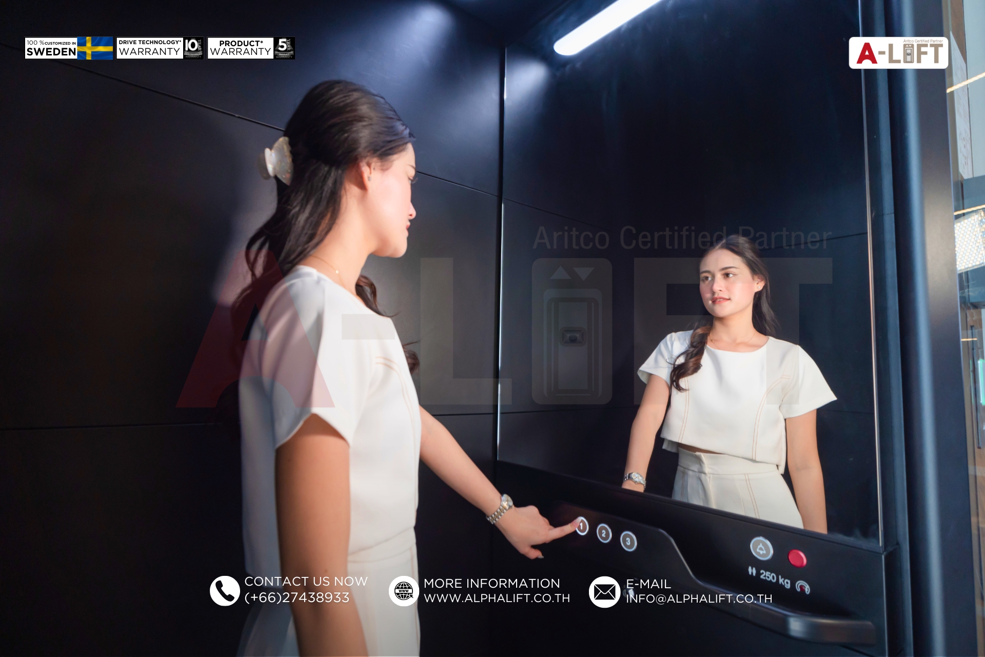 ภายในห้องโดยสาร Aritco HomeLift Compact ดีไซน์จากสวีเดน