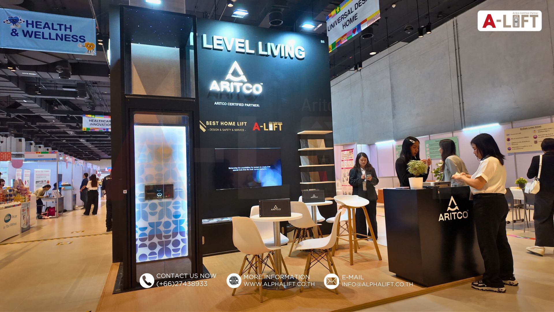 บรรยากาศบูธ Aritco HomeLift ในงาน SILGEN 2026 โดย Alpha Lift Thailand