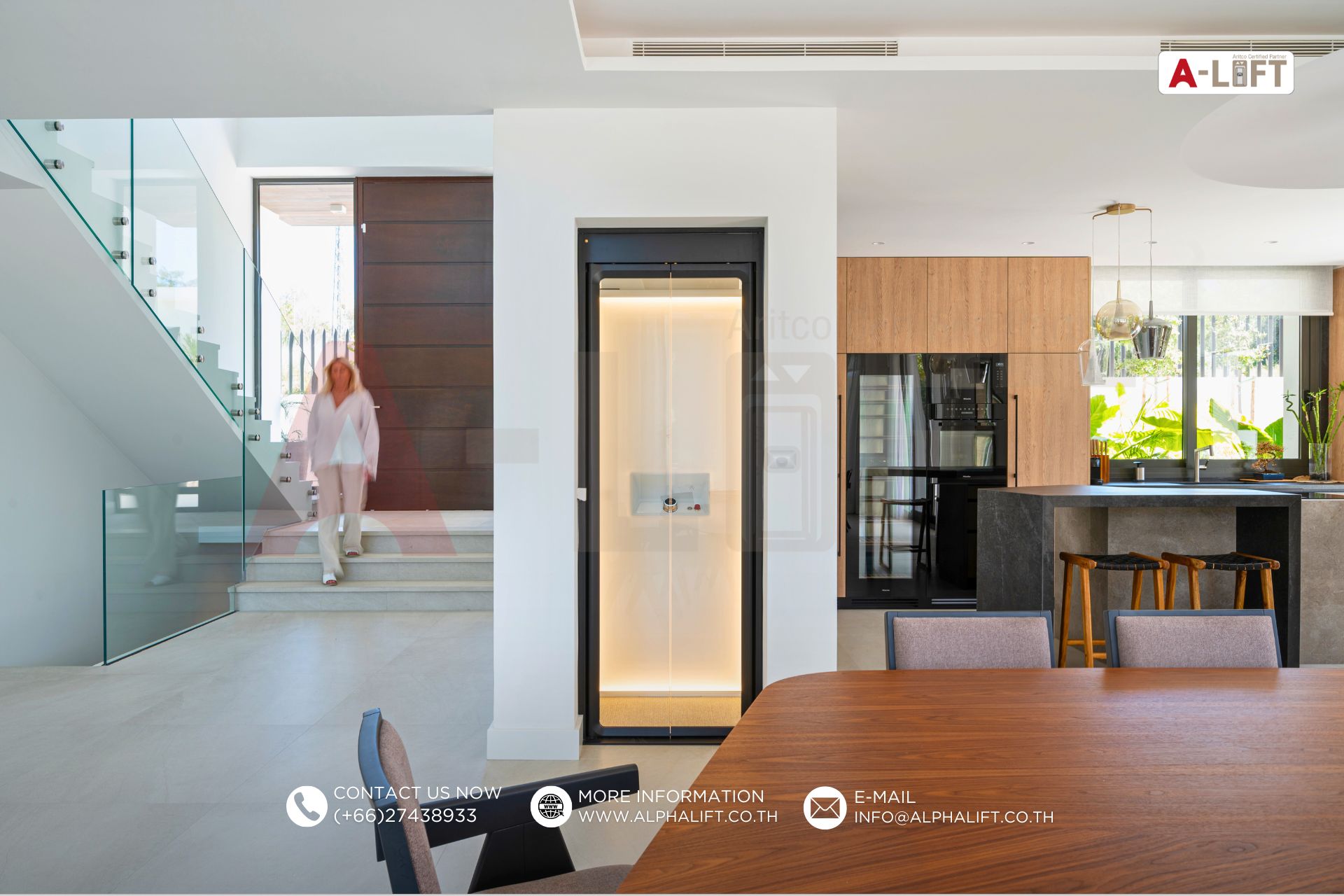 ลิฟต์บ้าน Aritco HomeLift ติดตั้งในปล่องลิฟต์ภายในบ้าน