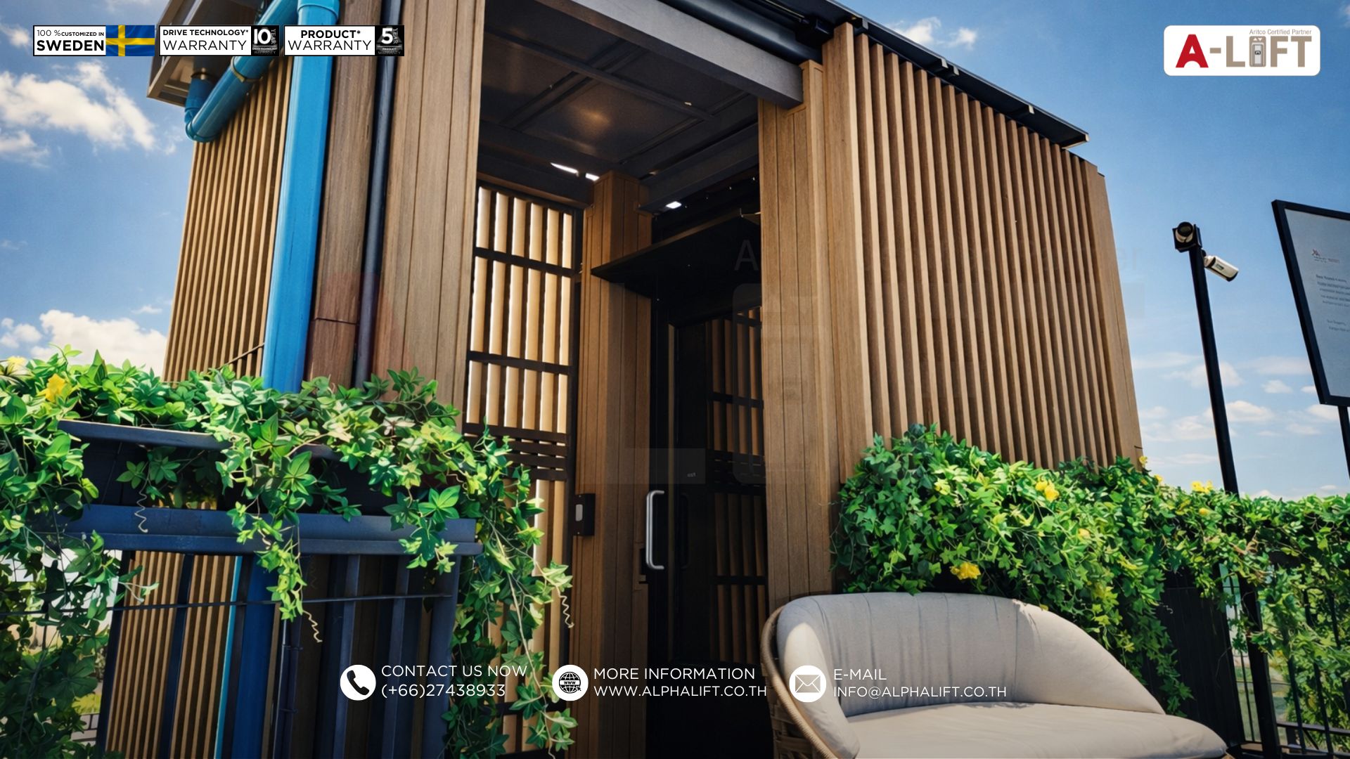 Aritco PublicLift Access ลิฟต์ติดตั้งภายนอกอาคาร โรงแรมหรู จอมเทียน พัทยา