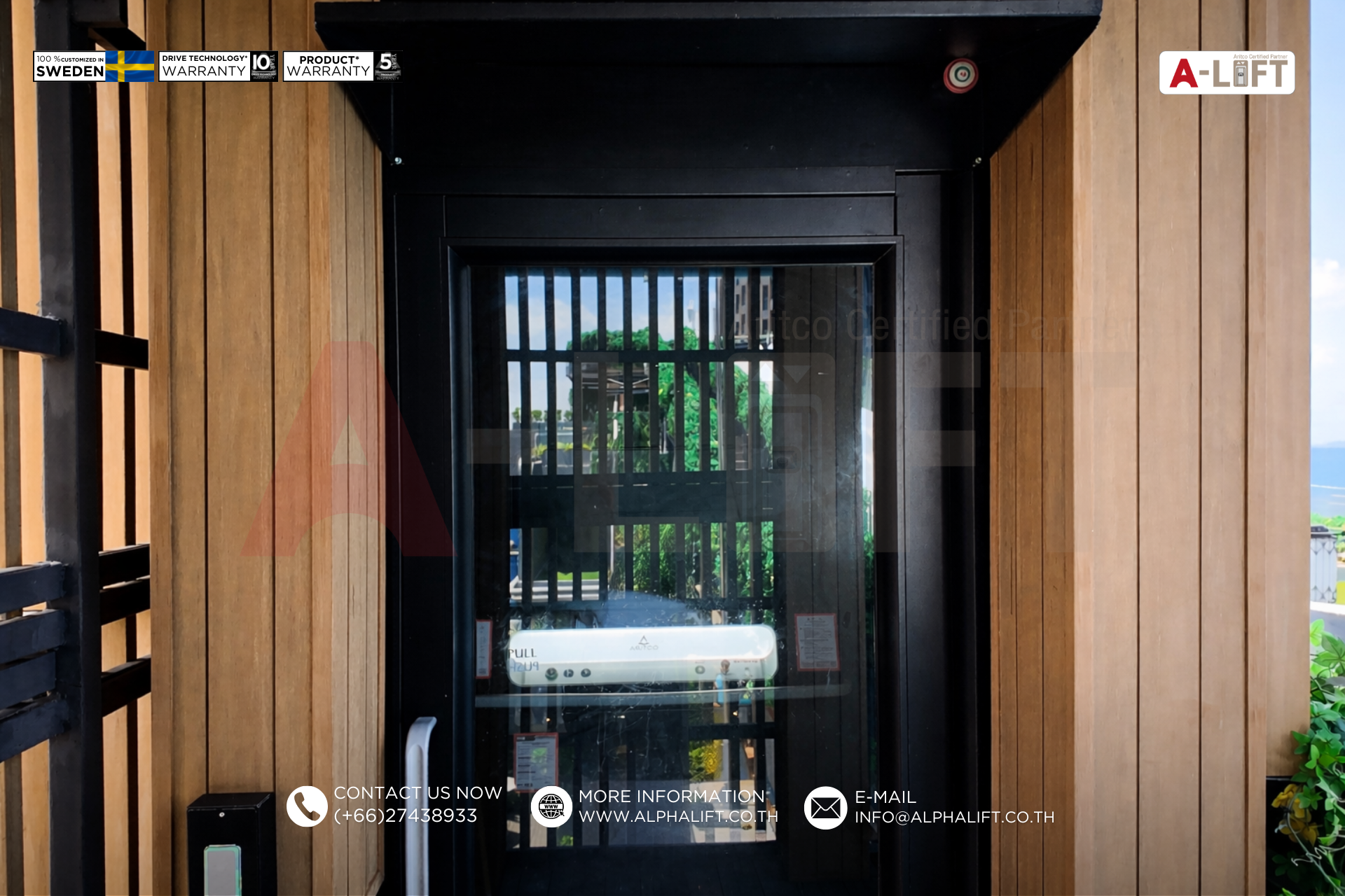 ประตูลิฟต์ Aritco PublicLift Access ลิฟต์โดยสารสาธารณะติดตั้งภายนอกอาคาร สำหรับโรงแรมหรู จอมเทียน พัทยา