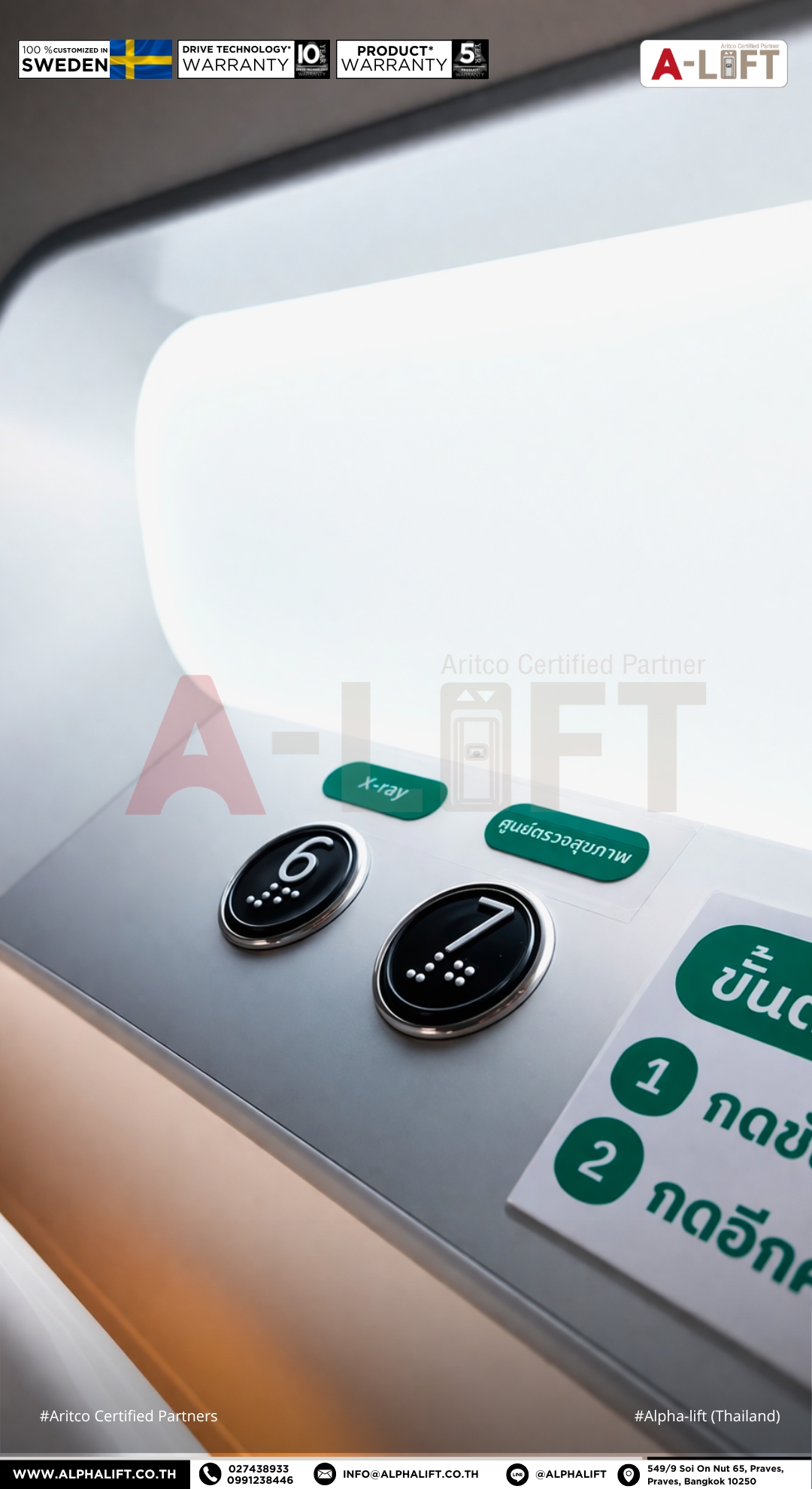 ปุ่มกดลิฟต์ Aritco PublicLift Access พร้อมอักษรเบล ออกแบบให้ใช้งานง่าย รองรับผู้ใช้งานทุกกลุ่มรวมถึงผู้พิการทางสายตา