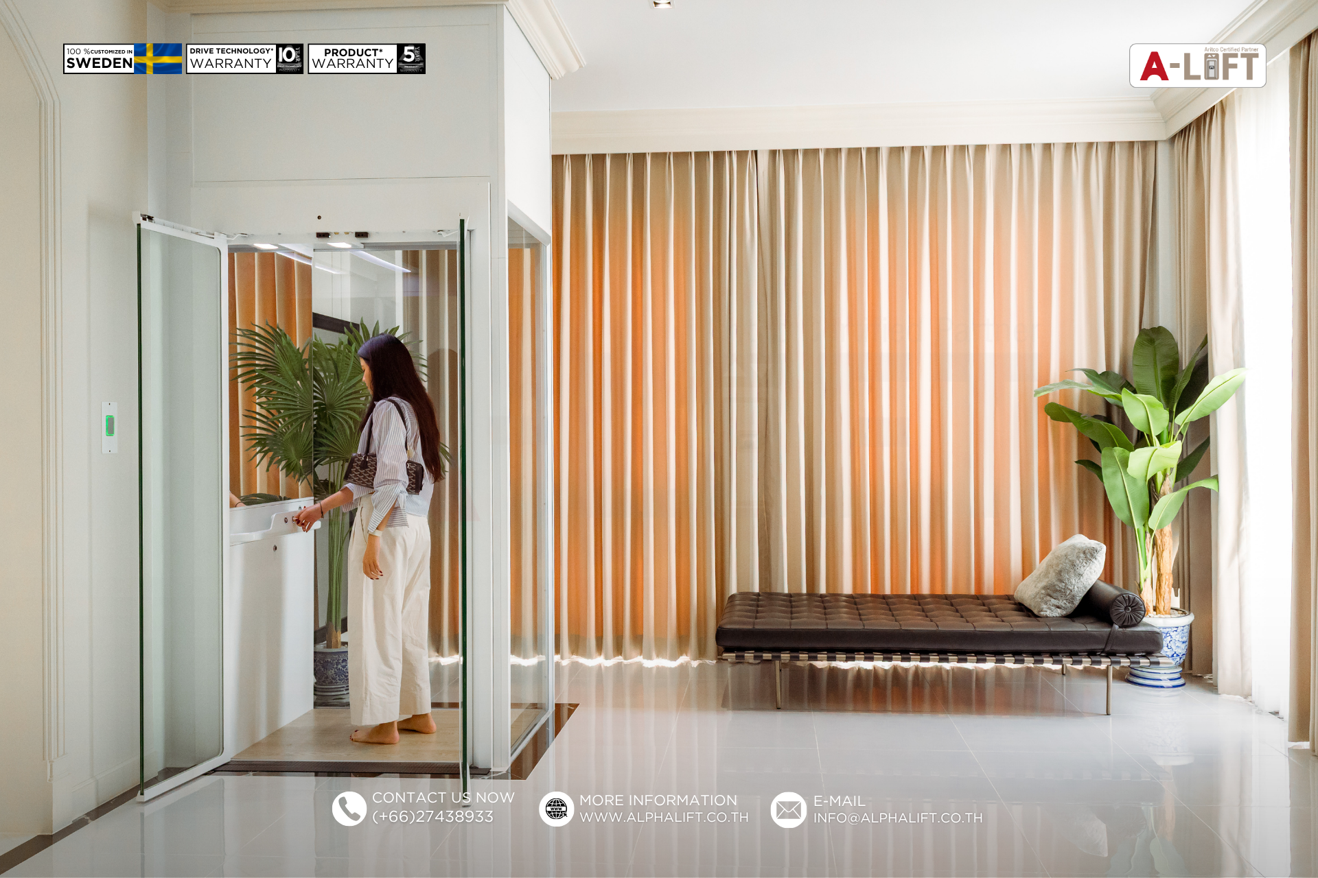 ลิฟต์บ้าน Aritco HomeLift Compact ดีไซน์สวย สะดวกและปลอดภัยสำหรับบ้านพักอาศัย 2 ชั้น