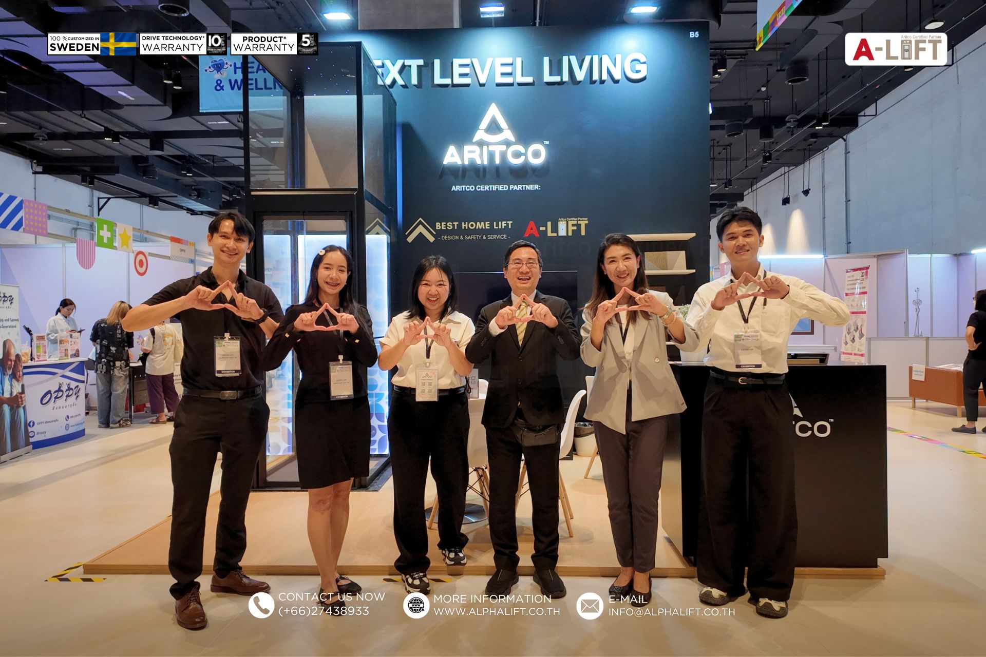 ทีมงานแอลฟา-ลิฟต์ (ประเทศไทย) ผู้เชี่ยวชาญด้านลิฟต์บ้าน Aritco และลิฟต์ระบบสกรู